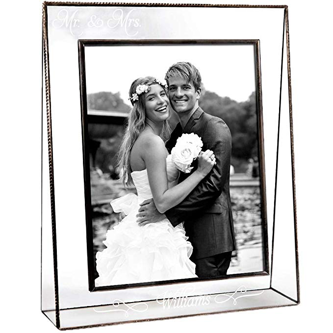 J Devlin Pic 319-81V EP503 Personalized Wedding Picture Frame Tabletop 8 x 10 Vertical Photo Frame Engraved Glass