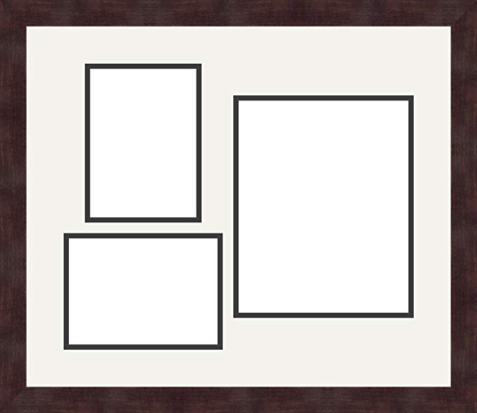 Art to Frames Double-Multimat-1127-754/89-FRBW26061 Collage Frame Photo Mat Double Mat with 2 - 5x7 and 1 - 8x10 Openings and Espresso frame