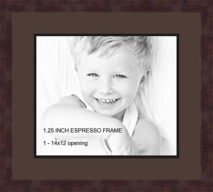 Art to Frames Double-Multimat-741-776/89-FRBW26061 Collage Frame Photo Mat Double Mat with 1 - 12x14 Openings and Espresso frame