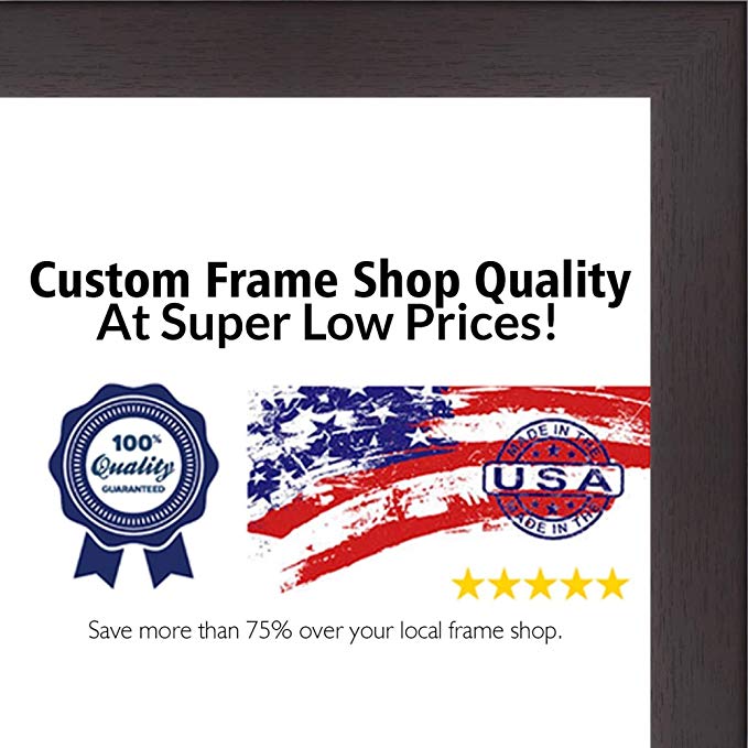 Poster Palooza 27x36 Rustic Cappuccino Wood Picture Frame - UV Acrylic, Foam Board Backing, Hanging Hardware Included!