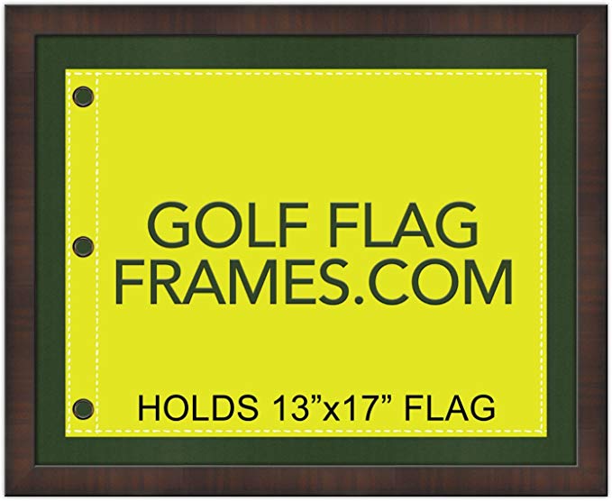 Golf Flag Frames 16x20 Brown, Moulding brn-001, Green Mat (holds 13x17 Masters Golf Flags; flag not incl)