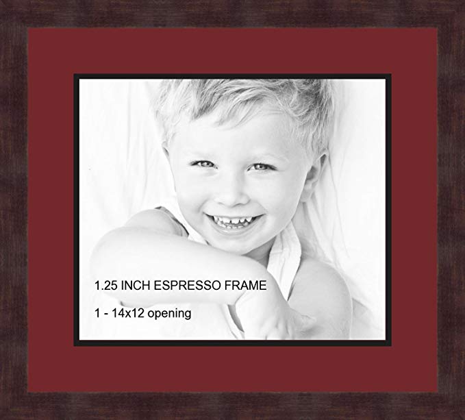 Art to Frames Double-Multimat-741-594/89-FRBW26061 Collage Frame Photo Mat Double Mat with 1 - 12x14 Openings and Espresso frame