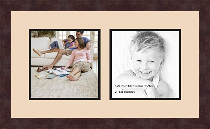 Art to Frames Double-Multimat-48-783/89-FRBW26061 Collage Frame Photo Mat Double Mat with 2-8x8 Openings and Espresso frame