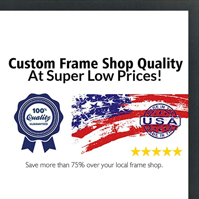 20x40 Contemporary Black Wood Picture Panoramic Frame - UV Acrylic, Foam Board Backing, Hanging Hardware Included!