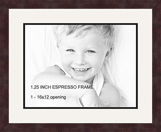 Art to Frames Double-Multimat-728-754/89-FRBW26061 Collage Frame Photo Mat Double Mat with 1 - 12x16 Openings and Espresso frame