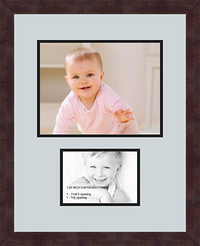 Art to Frames Double-Multimat-254-860/89-FRBW26061 Collage Frame Photo Mat Double Mat with 1 - 8.5x11 and 1 - 5x7 Openings and Espresso frame