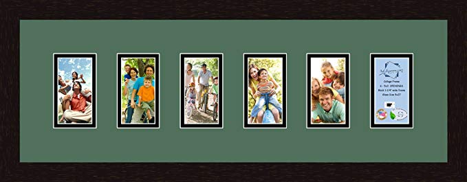 Art to Frames Double-Multimat-708-865/89-FRBW26061 Collage Frame Photo Mat Double Mat with 6 - 3x5 Openings and Espresso frame