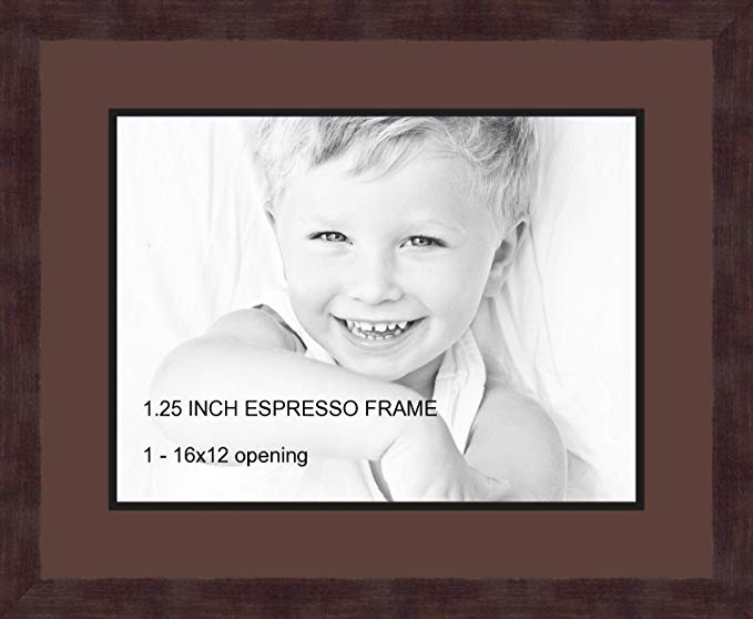 Art to Frames Double-Multimat-728-736/89-FRBW26061 Collage Frame Photo Mat Double Mat with 1 - 12x16 Openings and Espresso frame