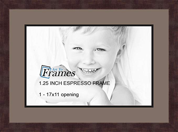 Art to Frames Double-Multimat-727-748/89-FRBW26061 Collage Frame Photo Mat Double Mat with 1 - 11x17 Openings and Espresso frame