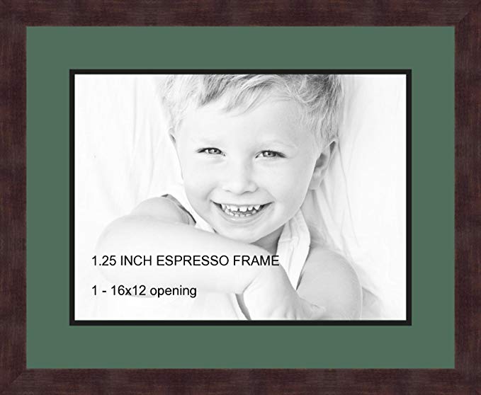 Art to Frames Double-Multimat-728-865/89-FRBW26061 Collage Frame Photo Mat Double Mat with 1 - 12x16 Openings and Espresso frame