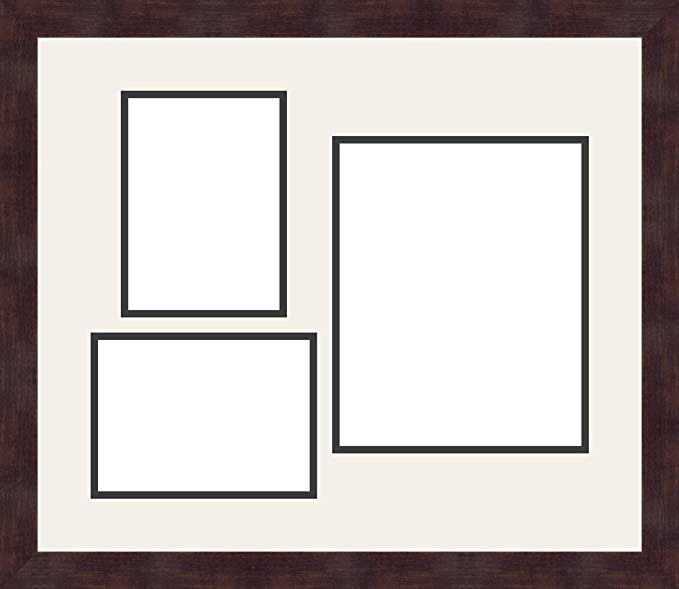 Art to Frames Double-Multimat-1127-61/89-FRBW26061 Collage Frame Photo Mat Double Mat with 2-5x7 and 1-8x10 Openings and Espresso frame