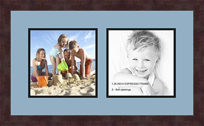 Art to Frames Double-Multimat-48-716/89-FRBW26061 Collage Frame Photo Mat Double Mat with 2-8x8 Openings and Espresso frame