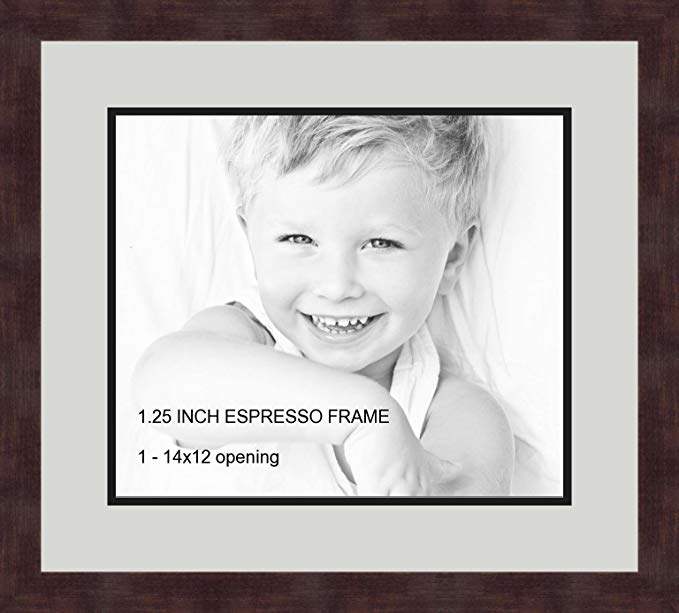 Art to Frames Double-Multimat-741-756/89-FRBW26061 Collage Frame Photo Mat Double Mat with 1-12x14 Openings and Espresso frame