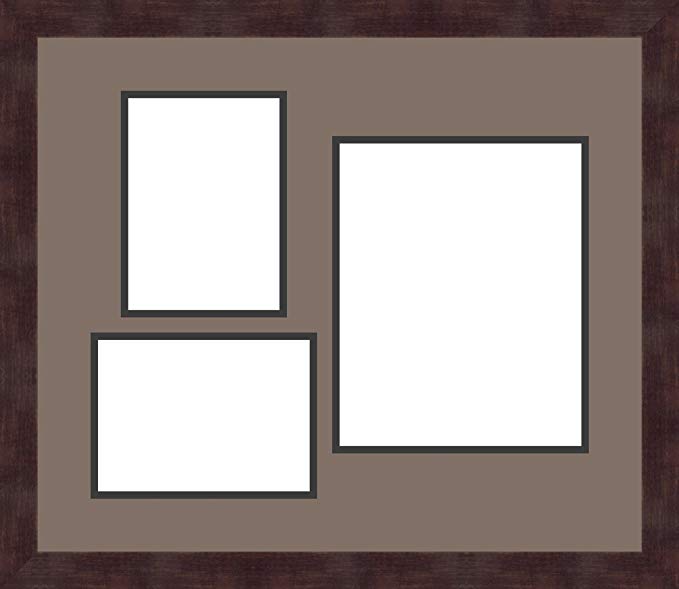 Art to Frames Double-Multimat-1127-748/89-FRBW26061 Collage Frame Photo Mat Double Mat with 2-5x7 and 1-8x10 Openings and Espresso frame