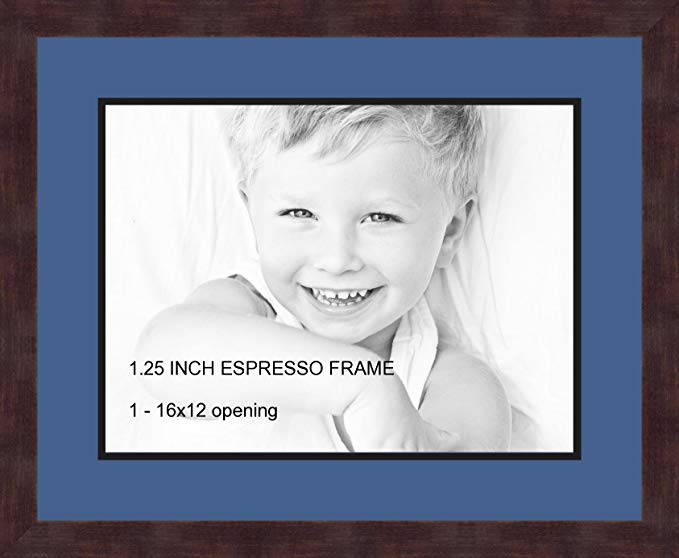 Art to Frames Double-Multimat-728-836/89-FRBW26061 Collage Frame Photo Mat Double Mat with 1 - 12x16 Openings and Espresso frame