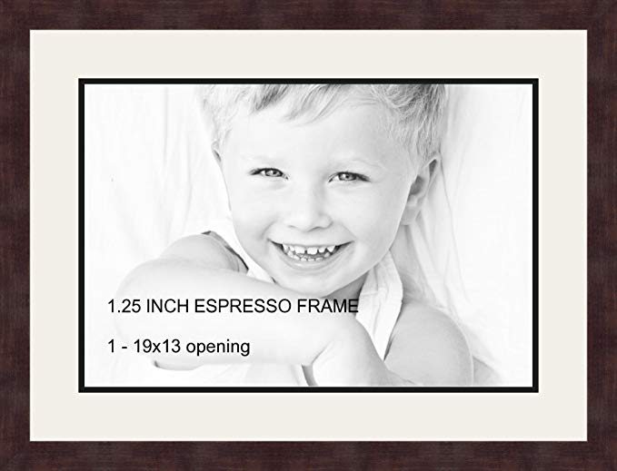 Art to Frames Double-Multimat-730-61/89-FRBW26061 Collage Frame Photo Mat Double Mat with 1 - 13x19 Openings and Espresso frame