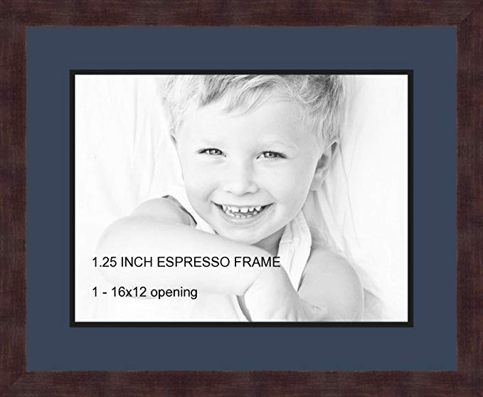 Art to Frames Double-Multimat-728-837/89-FRBW26061 Collage Frame Photo Mat Double Mat with 1 - 12x16 Openings and Espresso frame