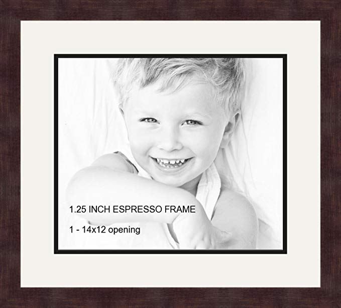 Art to Frames Double-Multimat-741-754/89-FRBW26061 Collage Frame Photo Mat Double Mat with 1 - 12x14 Openings and Espresso frame