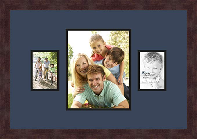 Art to Frames Double-Multimat-207-837/89-FRBW26061 Collage Frame Photo Mat Double Mat with 1-8x10 and 2-3.5x5 Openings and Espresso frame