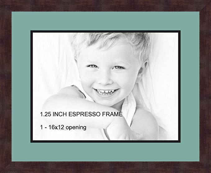 Art to Frames Double-Multimat-728-818/89-FRBW26061 Collage Frame Photo Mat Double Mat with 1 - 12x16 Openings and Espresso frame