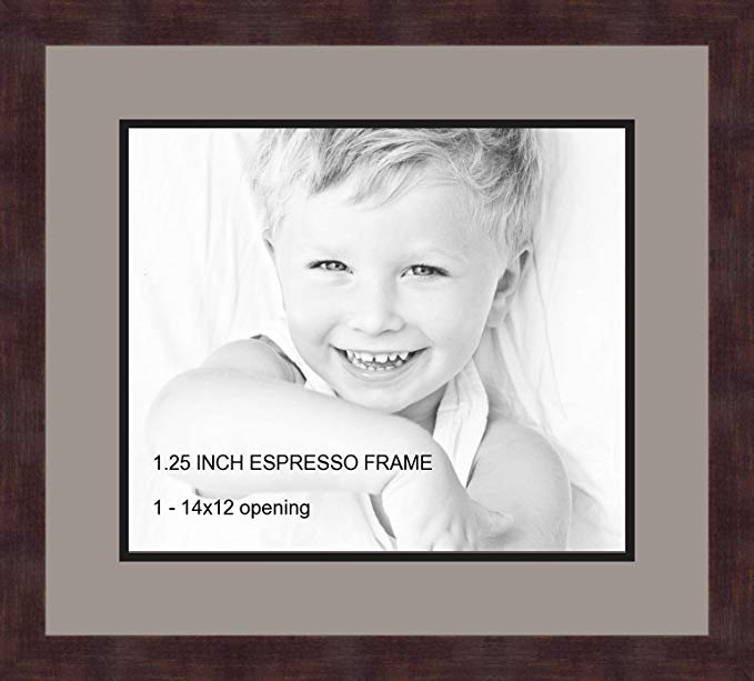 Art to Frames Double-Multimat-741-88/89-FRBW26061 Collage Frame Photo Mat Double Mat with 1 - 12x14 Openings and Espresso frame