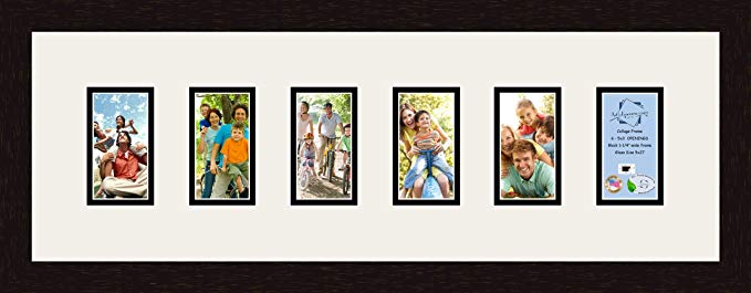 Art to Frames Double-Multimat-708-61/89-FRBW26061 Collage Frame Photo Mat Double Mat with 6-3x5 Openings and Espresso frame