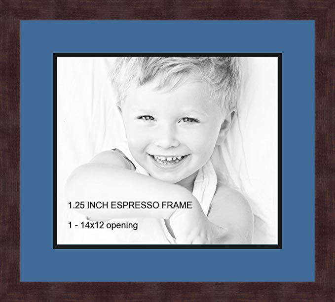 Art to Frames Double-Multimat-741-817/89-FRBW26061 Collage Frame Photo Mat Double Mat with 1-12x14 Openings and Espresso frame