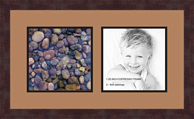 Art to Frames Double-Multimat-48-771/89-FRBW26061 Collage Frame Photo Mat Double Mat with 2-8x8 Openings and Espresso frame