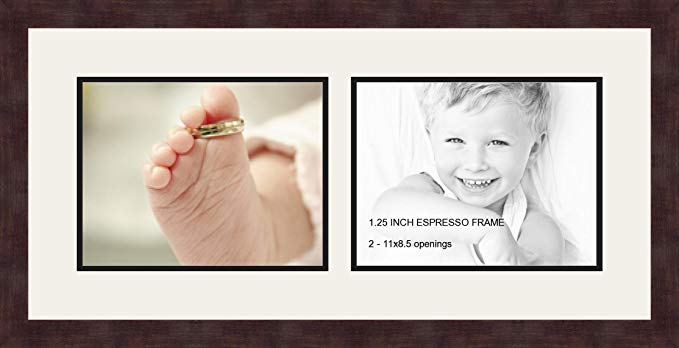 Art to Frames Double-Multimat-243-61/89-FRBW26061 Collage Frame Photo Mat Double Mat with 2-8.5x11 Openings and Espresso frame