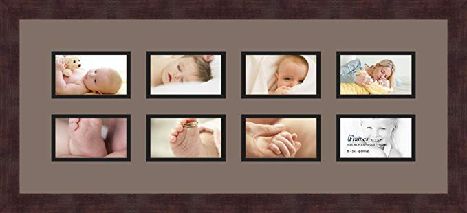 Art to Frames Double-Multimat-1041-748/89-FRBW26061 Collage Frame Photo Mat Double Mat with 8 - 3x5 Openings and Espresso frame