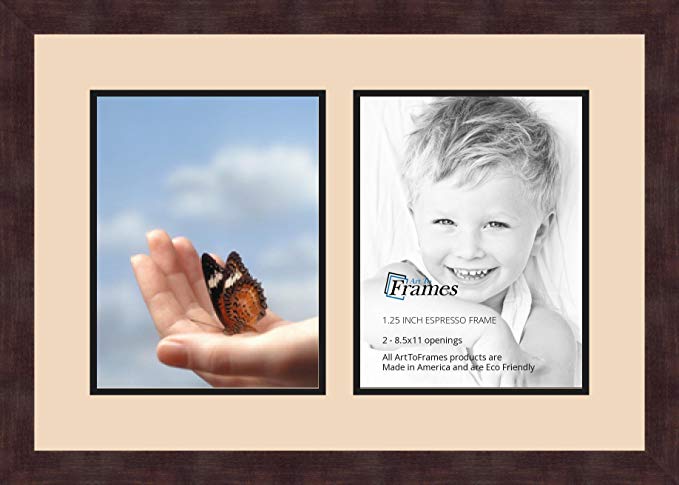 Art to Frames Double-Multimat-38-783/89-FRBW26061 Collage Frame Photo Mat Double Mat with 2 - 8.5x11 Openings and Espresso frame