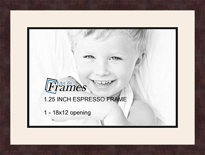 Art to Frames Double-Multimat-729-824/89-FRBW26061 Collage Frame Photo Mat Double Mat with 1-12x18 Openings and Espresso frame