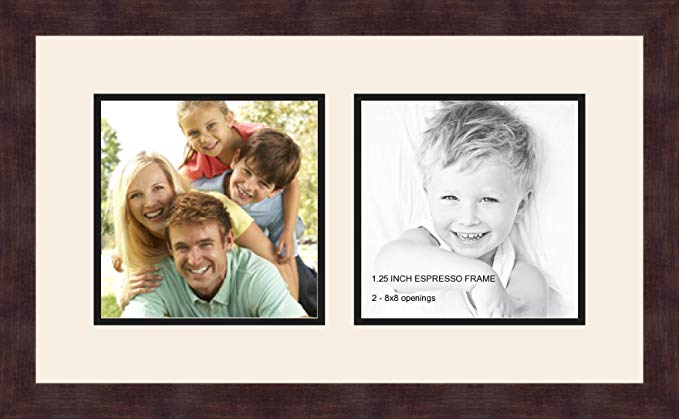 Art to Frames Double-Multimat-48-824/89-FRBW26061 Collage Frame Photo Mat Double Mat with 2 - 8x8 Openings and Espresso frame