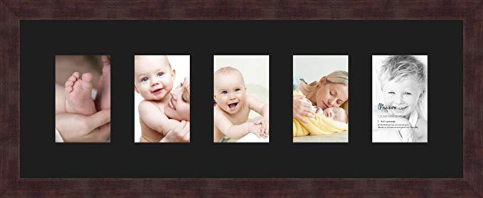 Art to Frames Double-Multimat-153-89/89-FRBW26061 Alphabet Photography Picture Frame with 5 - 4x6 Openings. and Espresso frame