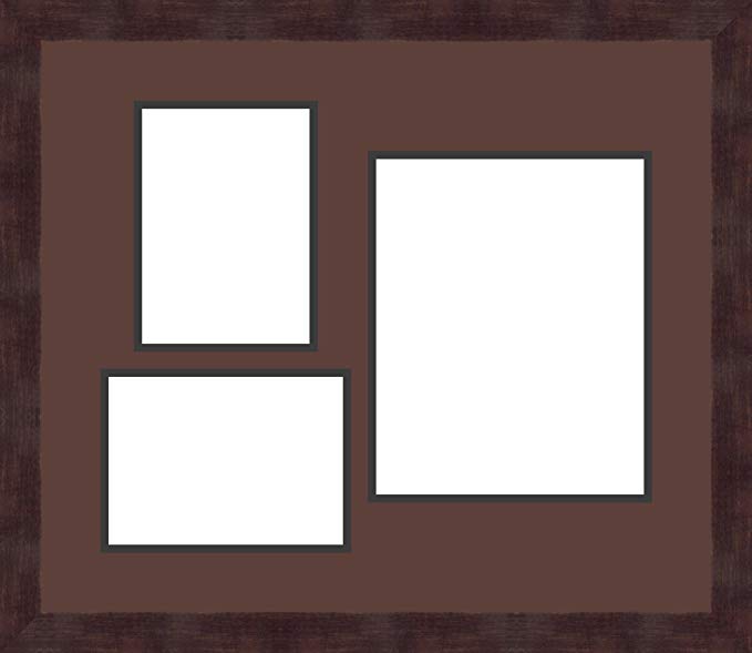 Art to Frames Double-Multimat-1127-736/89-FRBW26061 Collage Frame Photo Mat Double Mat with 2 - 5x7 and 1 - 8x10 Openings and Espresso frame