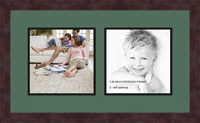 Art to Frames Double-Multimat-48-865/89-FRBW26061 Collage Frame Photo Mat Double Mat with 2-8x8 Openings and Espresso frame