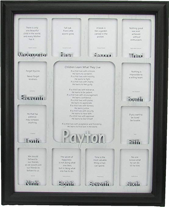 Northland Frames and Gifts Inc - School Years Picture Frame - Personalized Picture Frame with any Name - Oak Frame and White Wooden Matte, 11x14