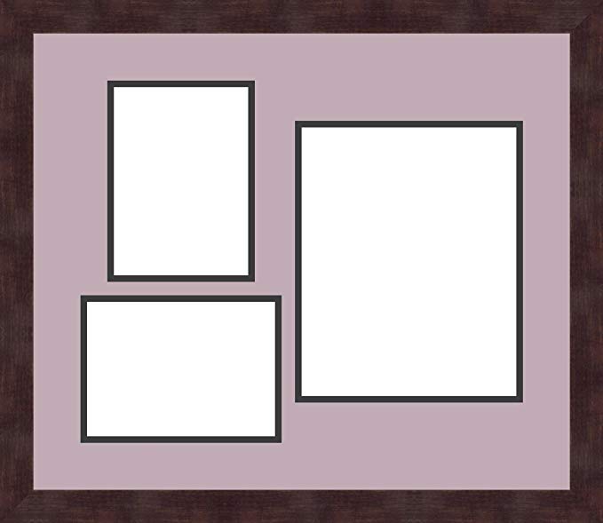 Art to Frames Double-Multimat-1127-805/89-FRBW26061 Collage Frame Photo Mat Double Mat with 2-5x7 and 1-8x10 Openings and Espresso frame