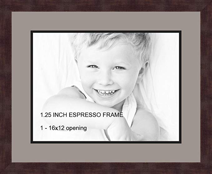 Art to Frames Double-Multimat-728-88/89-FRBW26061 Collage Frame Photo Mat Double Mat with 1-12x16 Openings and Espresso frame