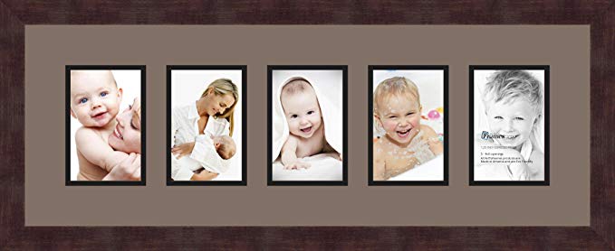 Art to Frames Double-Multimat-153-748/89-FRBW26061 Alphabet Photography Picture Frame with 5 - 4x6 Openings. and Espresso frame