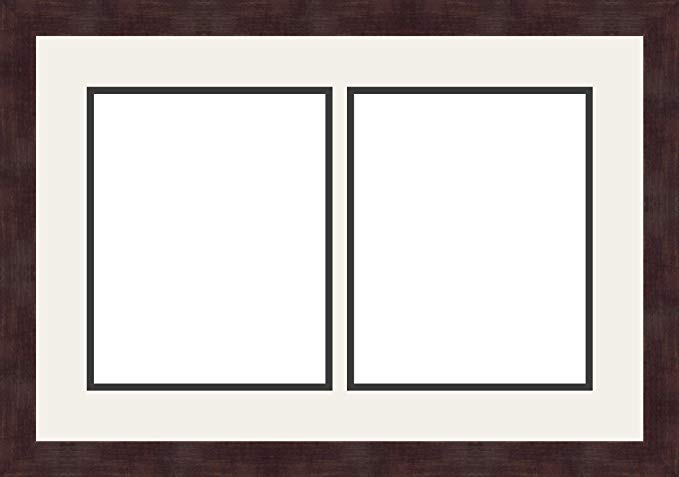 Art to Frames Double-Multimat-604-61/89-FRBW26061 Collage Frame Photo Mat Double Mat with 2 - 8x10 Openings and Espresso frame