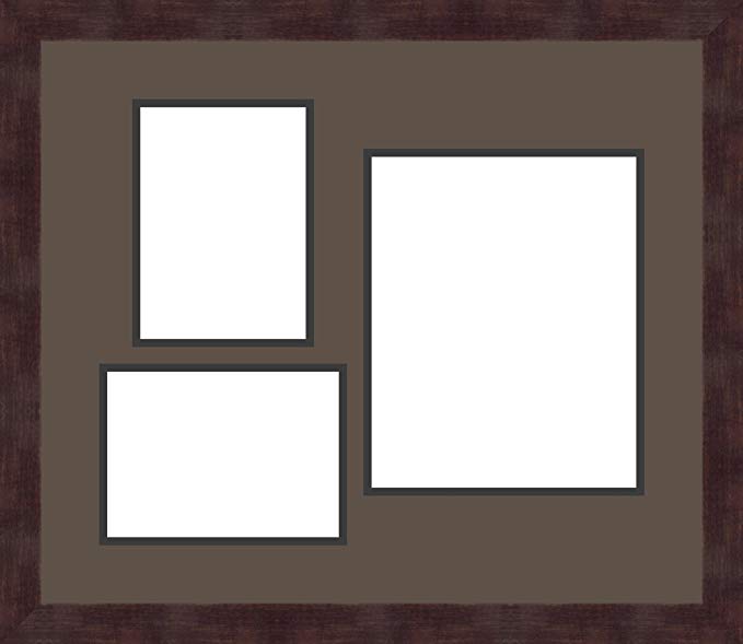 Art to Frames Double-Multimat-1127-119/89-FRBW26061 Collage Frame Photo Mat Double Mat with 2 - 5x7 and 1 - 8x10 Openings and Espresso frame