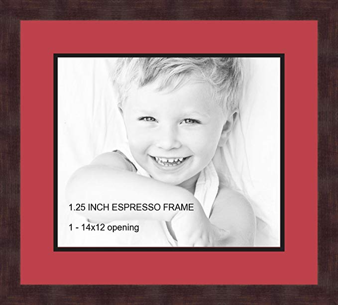 Art to Frames Double-Multimat-741-762/89-FRBW26061 Collage Frame Photo Mat Double Mat with 1 - 12x14 Openings and Espresso frame