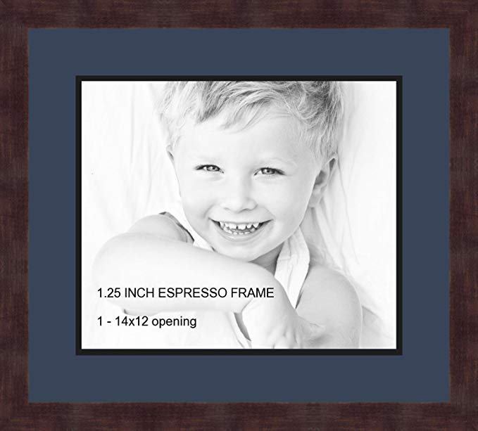 Art to Frames Double-Multimat-741-837/89-FRBW26061 Collage Frame Photo Mat Double Mat with 1 - 12x14 Openings and Espresso frame