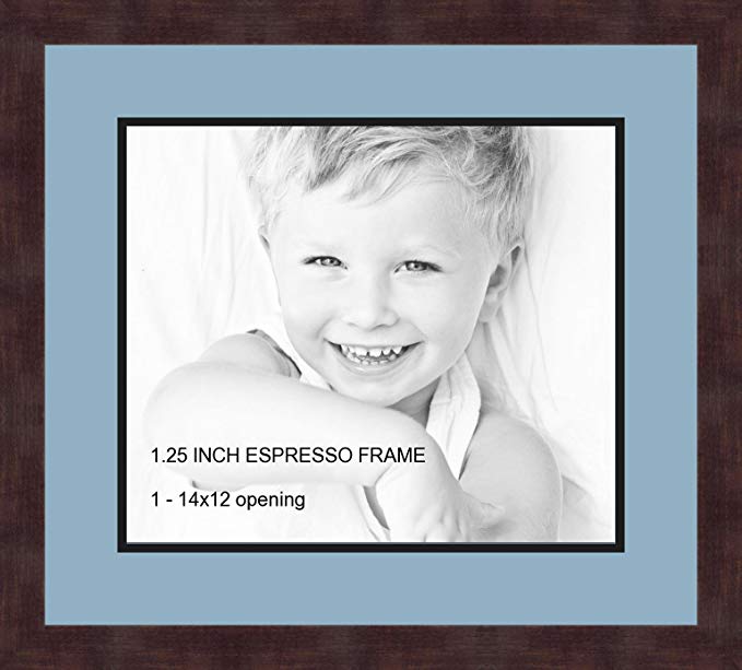 Art to Frames Double-Multimat-741-716/89-FRBW26061 Collage Frame Photo Mat Double Mat with 1 - 12x14 Openings and Espresso frame