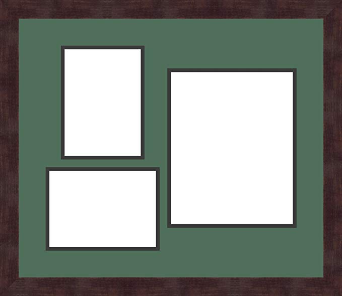 Art to Frames Double-Multimat-1127-865/89-FRBW26061 Collage Frame Photo Mat Double Mat with 2 - 5x7 and 1 - 8x10 Openings and Espresso frame