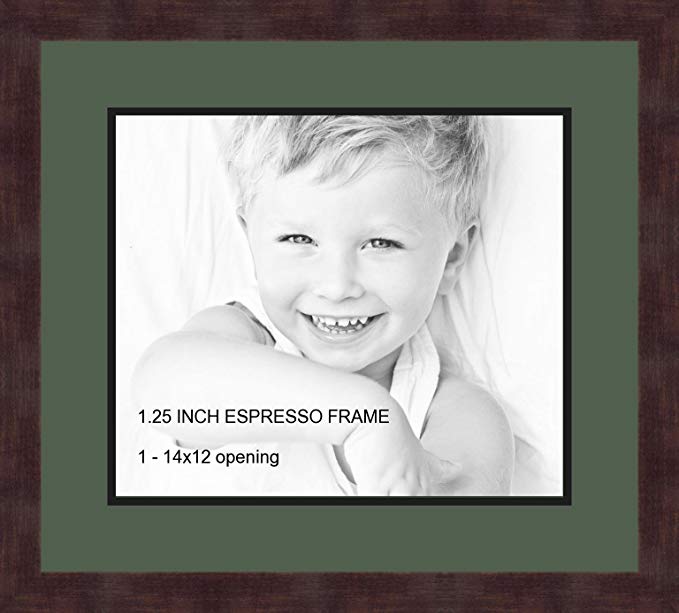 Art to Frames Double-Multimat-741-868/89-FRBW26061 Collage Frame Photo Mat Double Mat with 1 - 12x14 Openings and Espresso frame