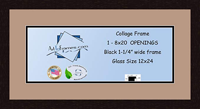 Art to Frames Double-Multimat-740-767/89-FRBW26061 Collage Frame Photo Mat Double Mat with 1 - 8x20 Openings and Espresso frame