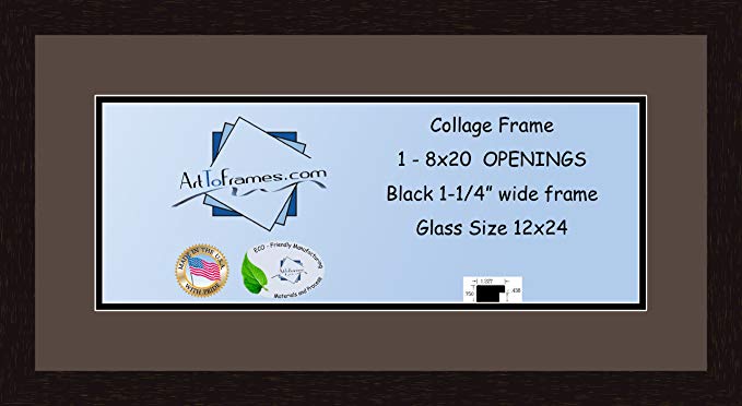 Art to Frames Double-Multimat-740-776/89-FRBW26061 Collage Frame Photo Mat Double Mat with 1 - 8x20 Openings and Espresso frame