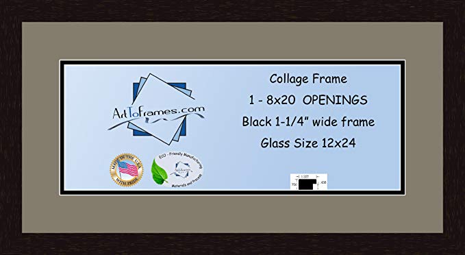 Art to Frames Double-Multimat-740-748/89-FRBW26061 Collage Frame Photo Mat Double Mat with 1 - 8x20 Openings and Espresso frame